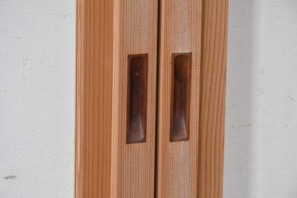 ヴィンテージ建具　昭和後期　秋田杉　温かみのある木味が魅力の雪見障子戸4枚セット　(R-086575)