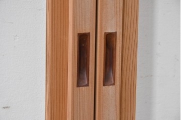 ヴィンテージ建具　昭和後期　秋田杉　温かみのある木味が魅力の雪見障子戸4枚セット　(R-086575)