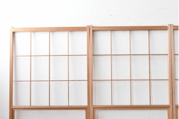 ヴィンテージ建具　昭和後期　秋田杉　温かみのある木味が魅力の雪見障子戸4枚セット　(R-086575)