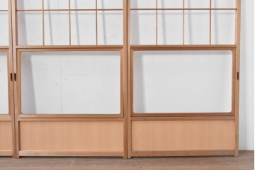ヴィンテージ建具　昭和後期　秋田杉　温かみのある木味が魅力の雪見障子戸4枚セット　(R-086575)