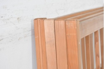 ヴィンテージ建具　昭和後期　秋田杉　温かみのある木味が魅力の雪見障子戸4枚セット　(R-086575)