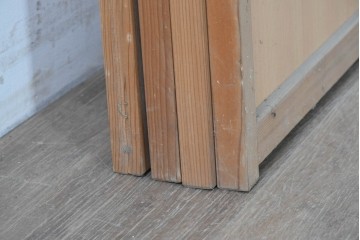 ヴィンテージ建具　昭和後期　秋田杉　温かみのある木味が魅力の雪見障子戸4枚セット　(R-086575)