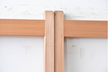 ヴィンテージ建具　昭和後期　明るい木色とすっきりとした格子が魅力の障子戸4枚セット　(R-086576)