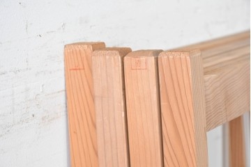 ヴィンテージ建具　昭和後期　明るい木色とすっきりとした格子が魅力の障子戸4枚セット　(R-086576)