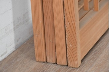 ヴィンテージ建具　昭和後期　明るい木色とすっきりとした格子が魅力の障子戸4枚セット　(R-086576)