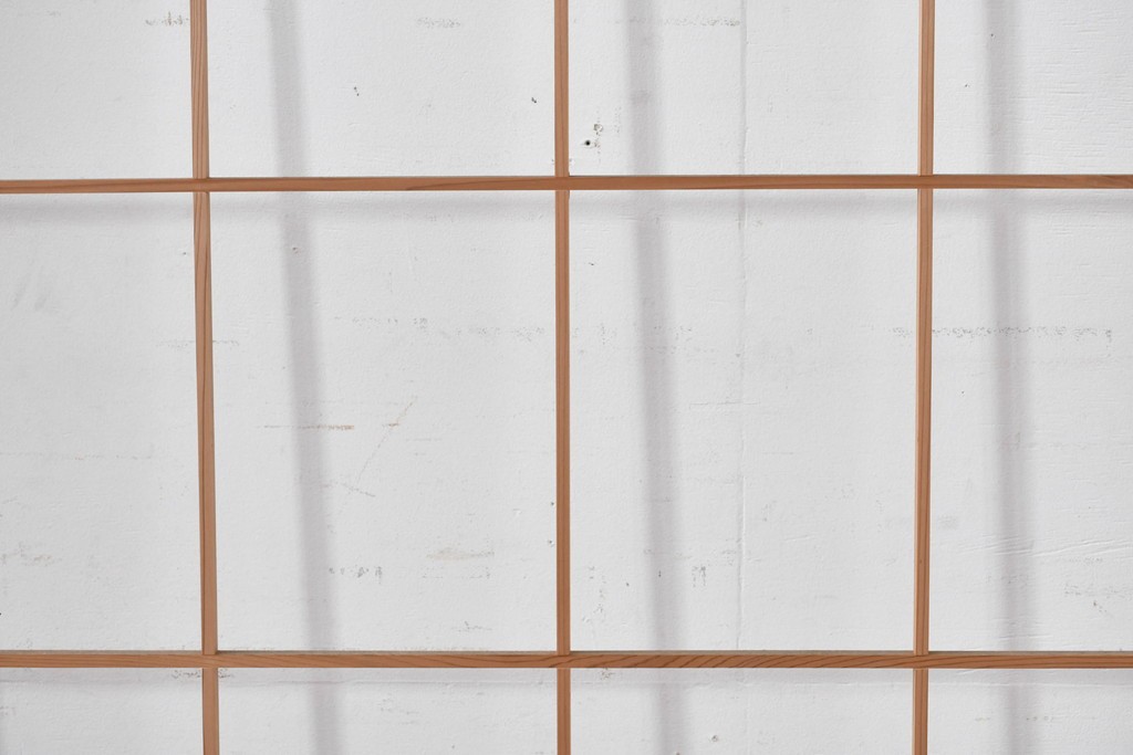 ヴィンテージ建具　昭和後期　明るい木色とすっきりとした格子が魅力の障子戸4枚セット　(R-086577)