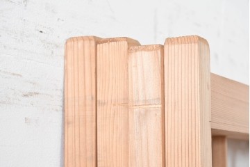 ヴィンテージ建具　昭和後期　明るい木色とすっきりとした格子が魅力の障子戸4枚セット　(R-086577)