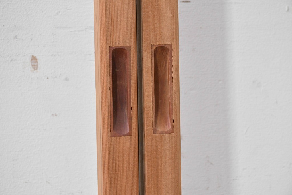 ヴィンテージ建具　昭和後期　明るい木色とすっきりとした格子が魅力の障子戸4枚セット　(R-086578)