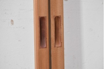 ヴィンテージ建具　昭和後期　明るい木色とすっきりとした格子が魅力の障子戸4枚セット　(R-086578)