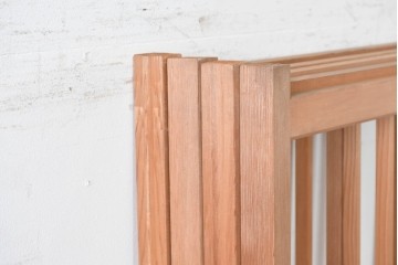 ヴィンテージ建具　昭和後期　明るい木色とすっきりとした格子が魅力の障子戸4枚セット　(R-086578)