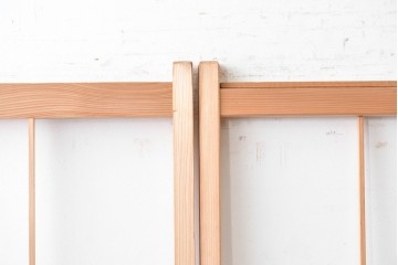 ヴィンテージ建具　昭和後期　明るい木色とすっきりとした格子が魅力の障子戸4枚セット　(R-086579)