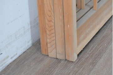 ヴィンテージ建具　昭和後期　明るい木色とすっきりとした格子が魅力の障子戸4枚セット　(R-086579)