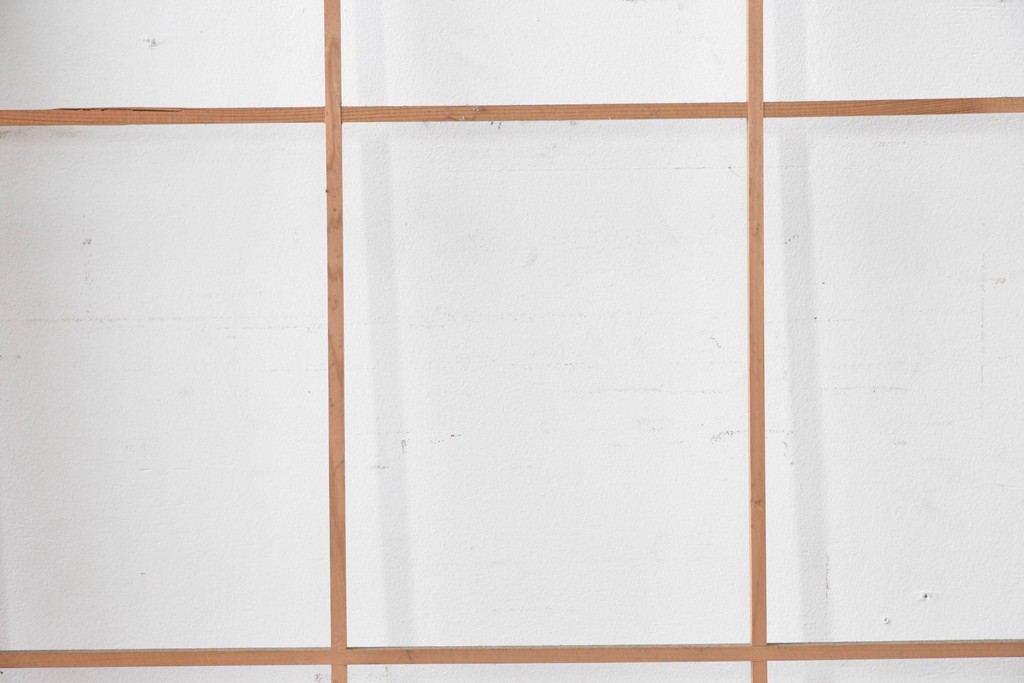 ヴィンテージ建具　昭和後期　明るい木色とすっきりとした格子が魅力の障子戸4枚セット　(R-086580)