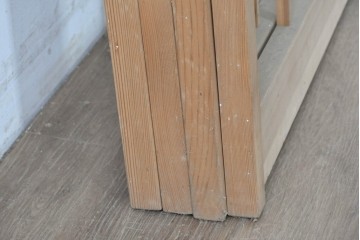 ヴィンテージ建具　昭和後期　明るい木色とすっきりとした格子が魅力の障子戸4枚セット　(R-086580)