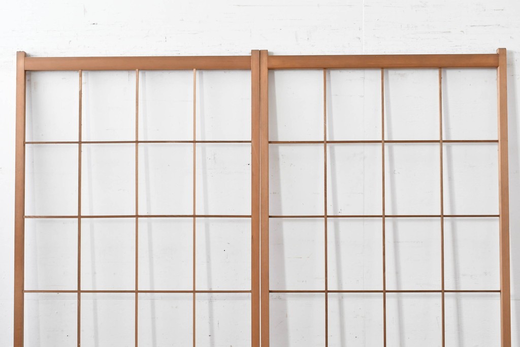 ヴィンテージ建具　昭和後期　シンプルで取り入れやすい障子戸2枚セット　(R-086581)