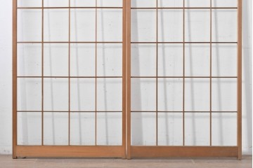 ヴィンテージ建具　昭和後期　シンプルで取り入れやすい障子戸2枚セット　(R-086581)