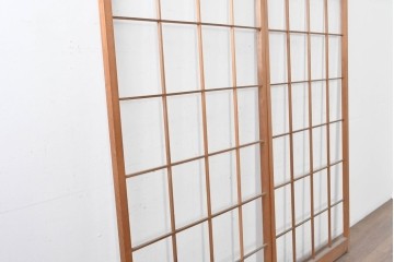 ヴィンテージ建具　昭和後期　シンプルで取り入れやすい障子戸2枚セット　(R-086581)