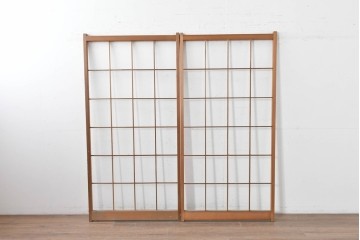 ヴィンテージ建具　昭和後期　シンプルで取り入れやすい障子戸2枚セット　(R-086581)