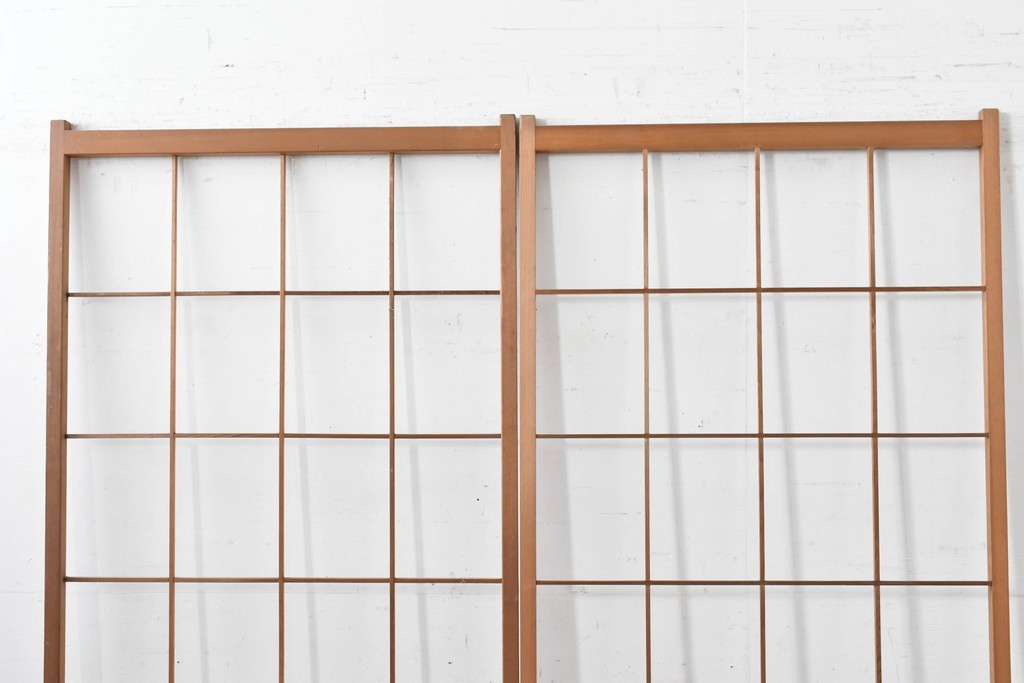 ヴィンテージ建具　昭和後期　シンプルで取り入れやすい障子戸2枚セット　(R-086581)