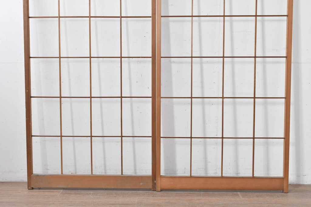 ヴィンテージ建具　昭和後期　シンプルで取り入れやすい障子戸2枚セット　(R-086581)