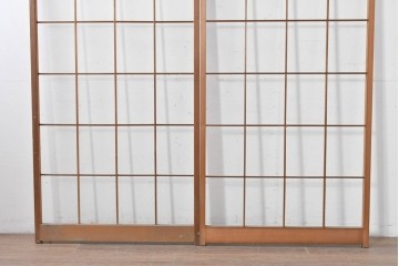 ヴィンテージ建具　昭和後期　シンプルで取り入れやすい障子戸2枚セット　(R-086581)