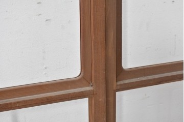 ヴィンテージ建具　昭和後期　シンプルな升目デザインの障子戸2枚セット　(R-086582)