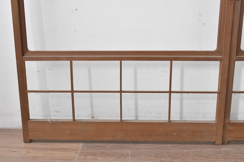 ヴィンテージ建具　昭和後期　シンプルな升目デザインの障子戸2枚セット　(R-086582)