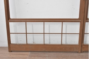 ヴィンテージ建具　昭和後期　シンプルな升目デザインの障子戸2枚セット　(R-086582)