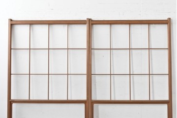 ヴィンテージ建具　昭和後期　シンプルな升目デザインの障子戸2枚セット　(R-086582)