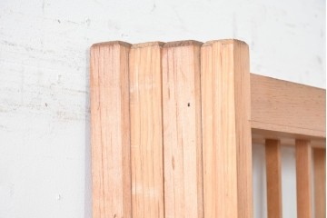 ヴィンテージ建具　昭和後期　明るい木色とすっきりとした格子が魅力の擦り上げ雪見障子戸4枚セット　(R-086583)