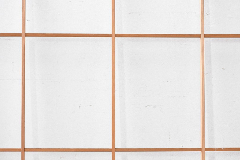 ヴィンテージ建具　昭和後期　シンプルな升目デザインの擦り上げ雪見障子戸4枚セット　(R-086584)