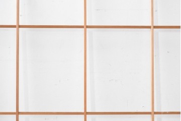 ヴィンテージ建具　昭和後期　シンプルな升目デザインの擦り上げ雪見障子戸4枚セット　(R-086584)