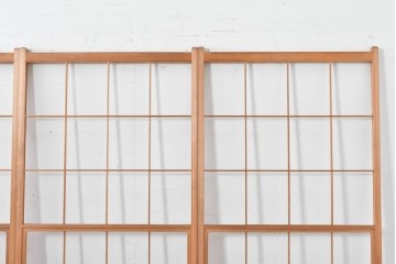 ヴィンテージ建具　昭和後期　シンプルな升目デザインの擦り上げ雪見障子戸4枚セット　(R-086584)
