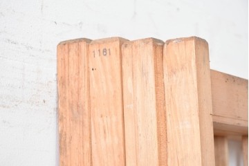 ヴィンテージ建具　昭和後期　シンプルな升目デザインの擦り上げ雪見障子戸4枚セット　(R-086584)