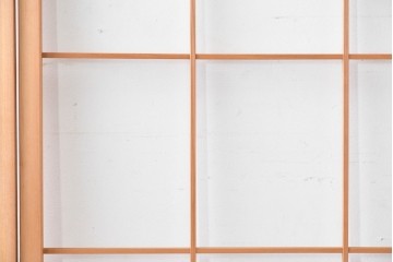ヴィンテージ建具　昭和後期　明るい木色とすっきりとした格子が魅力の擦り上げ雪見障子戸4枚セット　(R-086586)