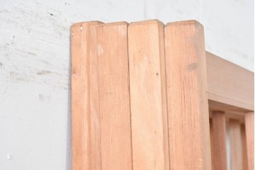 ヴィンテージ建具　昭和後期　明るい木色とすっきりとした格子が魅力の擦り上げ雪見障子戸4枚セット　(R-086587)