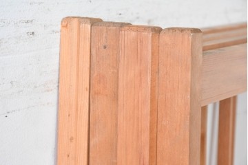 ヴィンテージ建具　昭和後期　明るい木色とすっきりとした格子が魅力の擦り上げ雪見障子戸4枚セット　(R-086588)