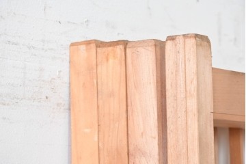 ヴィンテージ建具　昭和後期　明るい木色とすっきりとした格子が魅力の擦り上げ雪見障子戸4枚セット　(R-086590)