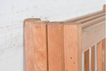 ヴィンテージ建具　昭和後期　明るい木色とすっきりとした格子が魅力の擦り上げ雪見障子戸4枚セット　(R-086592)