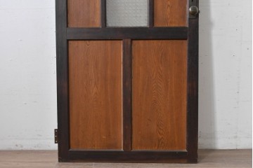 アンティーク建具　昭和初期　大正ロマン　繊細な模様が浮かぶプレスガラス入りの木製ドア1枚　(R-086593)