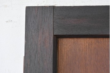 アンティーク建具　昭和初期　大正ロマン　繊細な模様が浮かぶプレスガラス入りの木製ドア1枚　(R-086593)