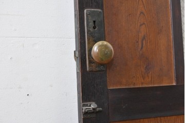 アンティーク建具　昭和初期　大正ロマン　繊細な模様が浮かぶプレスガラス入りの木製ドア1枚　(R-086593)