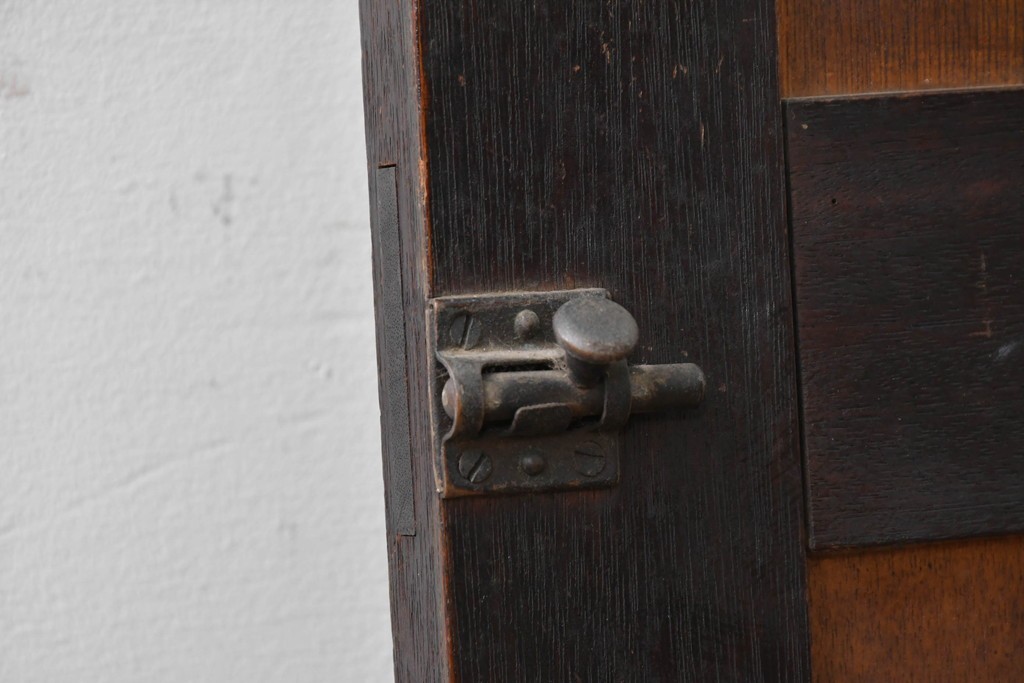 アンティーク建具　昭和初期　大正ロマン　繊細な模様が浮かぶプレスガラス入りの木製ドア1枚　(R-086593)