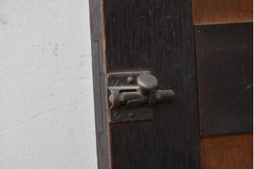 アンティーク建具　昭和初期　大正ロマン　繊細な模様が浮かぶプレスガラス入りの木製ドア1枚　(R-086593)