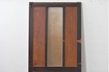 アンティーク建具　昭和初期　大正ロマン　異なる木色のコントラストが目を引く引き戸1枚　(R-086594)