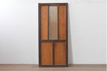 アンティーク建具　昭和初期　大正ロマン　異なる木色のコントラストが目を引く引き戸1枚　(R-086594)