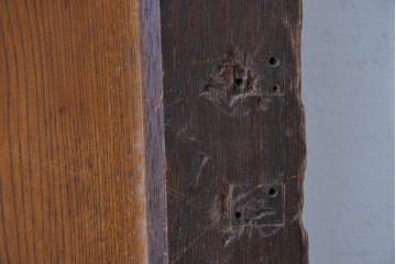 アンティーク建具　昭和初期　大正ロマン　異なる木色のコントラストが目を引く引き戸1枚　(R-086594)