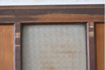 アンティーク建具　昭和初期　大正ロマン　異なる木色のコントラストが目を引く引き戸1枚　(R-086594)