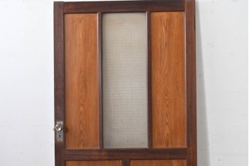 アンティーク建具　昭和初期　大正ロマン　異なる木色のコントラストが目を引くドア1枚　(R-086595)