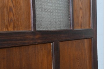アンティーク建具　昭和初期　大正ロマン　異なる木色のコントラストが目を引くドア1枚　(R-086595)